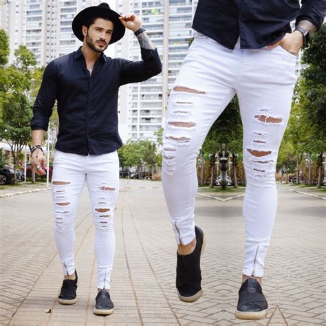 calça jeans branca masculina-4